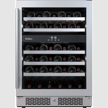 Avallon 24 Inch Wide 45 Bottle Capacity Dual Zone Wine Cooler with Right Swing Door AWC242DZRH